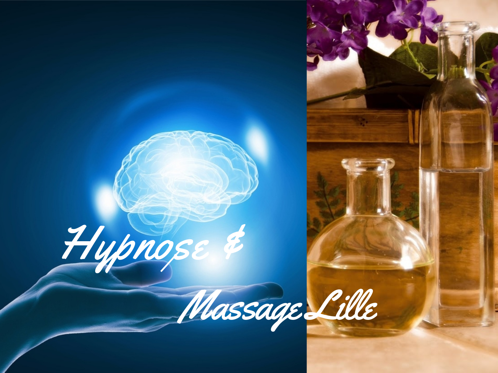 bleu - cerveau - man tendue - hypnose et massage lille - orange - fioles - fleurs